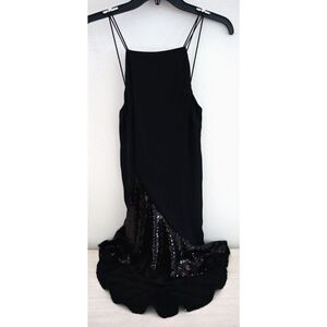 SHO x Tadashi Shoji Women's Sz 00 Black Asymmetrical Sequin Cocktail Dress